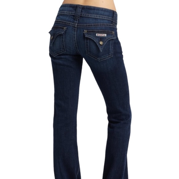 Hudson size 30 medium wash bootcut button flap back pocket distressed jeans EUC - Picture 5 of 16